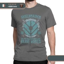 T-shirt Viking Bouclier -Viking Soldes Magasin t shirt epee gris fonce