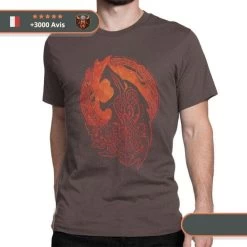 T-shirt Viking Fenrir 14 T-shirt Viking Fenrir -Viking Soldes Magasin t shirt fenrir brun