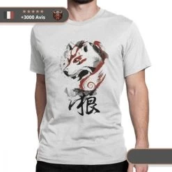 T-shirt Viking Loup -Viking Soldes Magasin t shirt loup manga blanc