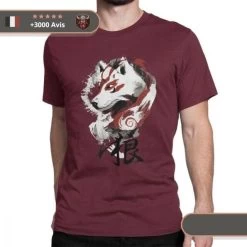 T-shirt Viking Loup -Viking Soldes Magasin t shirt manga bordeaux