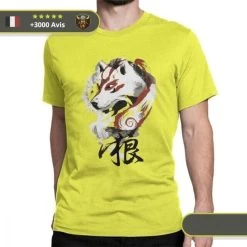 T-shirt Viking Loup -Viking Soldes Magasin t shirt manga jaune