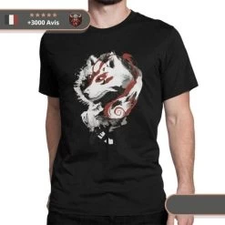 T-shirt Viking Loup -Viking Soldes Magasin t shirt manga noir