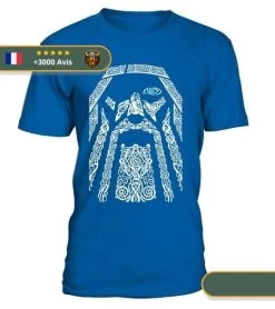 T-shirt Viking Odin -Viking Soldes Magasin t shirt odin bleu