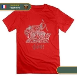 T-shirt Viking Odin -Viking Soldes Magasin t shirt odin rouge 1