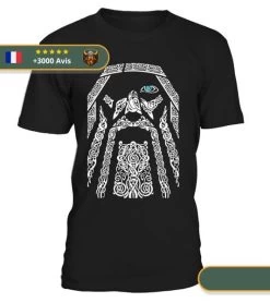 T-shirt Viking Odin -Viking Soldes Magasin t shirt odin rouge noir