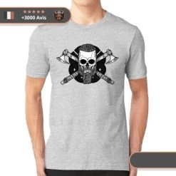 T-shirt Viking Crâne De Ragnar -Viking Soldes Magasin t shirt ragnar gris