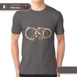 T-shirt Viking Serpent De Midgard -Viking Soldes Magasin t shirt serpent gris fonce