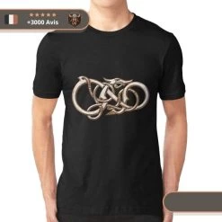 T-shirt Viking Serpent De Midgard -Viking Soldes Magasin t shirt serpent noir