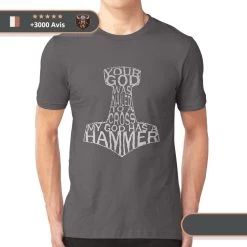 T-shirt Viking Mjolnir -Viking Soldes Magasin t shirt thor gris fonce