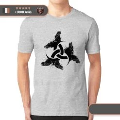 T-shirt Viking Triskèle & Corbeaux -Viking Soldes Magasin t shirt triskel gris