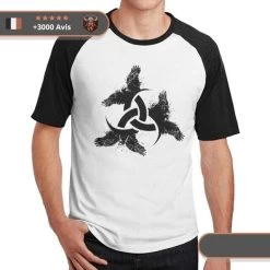 T-shirt Viking Triskèle & Corbeaux -Viking Soldes Magasin t shirt triskel noir blanc