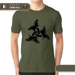 T-shirt Viking Triskèle & Corbeaux -Viking Soldes Magasin t shirt triskel vert