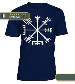 T-shirt Viking Vegvisir -Viking Soldes Magasin t shirt vegvisir marine