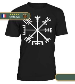 T-shirt Viking Vegvisir -Viking Soldes Magasin t shirt vegvisir noir