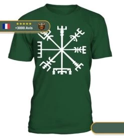 T-shirt Viking Vegvisir -Viking Soldes Magasin t shirt vegvisir vert