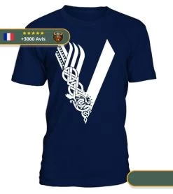 T-shirt Viking Runes -Viking Soldes Magasin t shirt vikings bleu marine